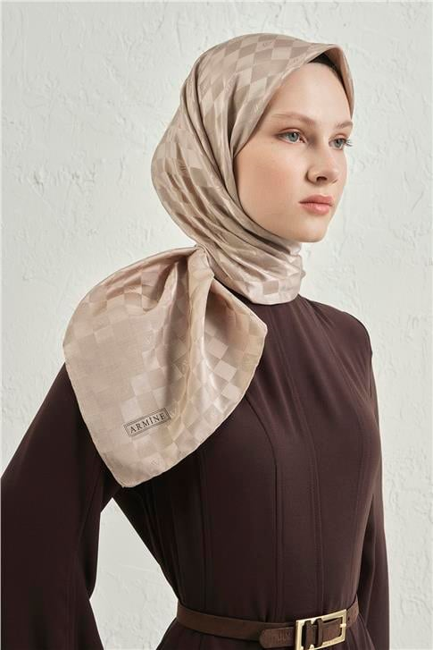 Armine Jakarlı İpek Pamuk Dama Eşarp 26 07