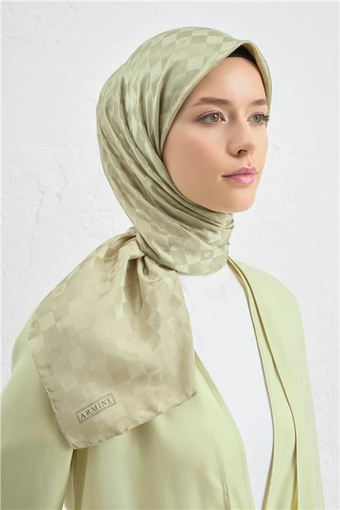 Armine Jakarlı İpek Pamuk Dama Eşarp 26 54