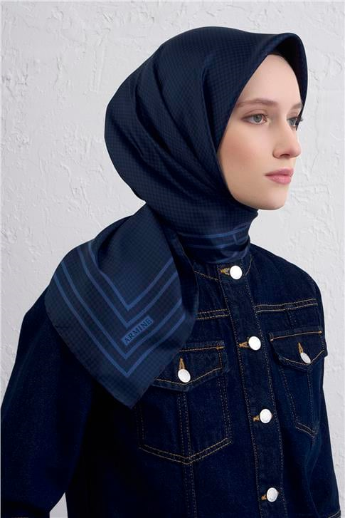 Armine Klasik Desenli Saf İpek Twill Eşarp 9404D 08