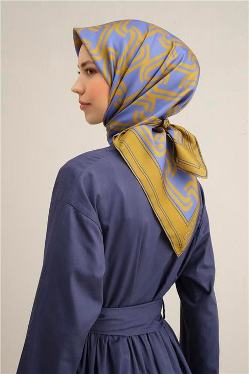 Armine Klasik Desenli Saf İpek Twill Eşarp 9343D 01