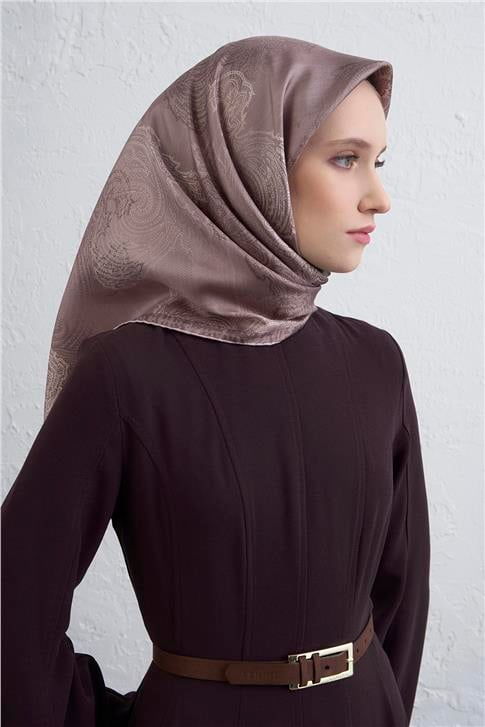 Armine Klasik Desenli Saf İpek Twill Eşarp 9428D 37