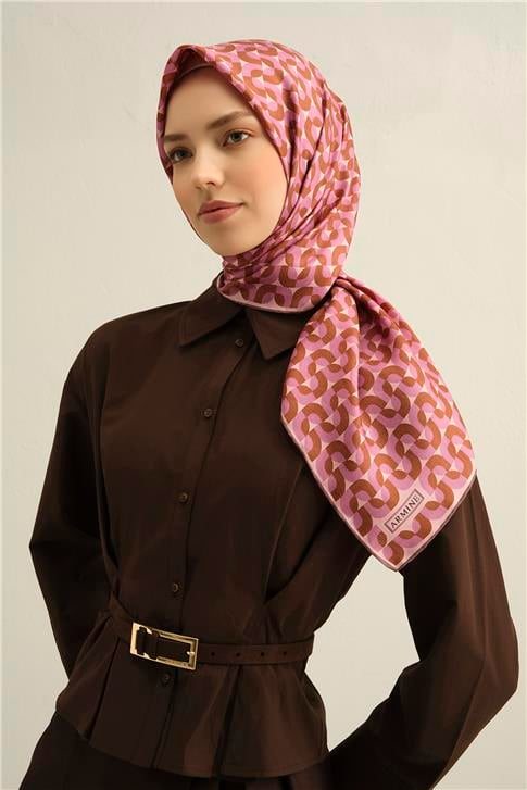 Armine Klasik Desenli Saf İpek Twill Eşarp 9321D 31