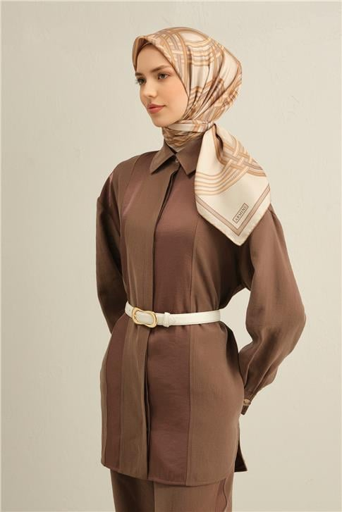Armine Klasik Desenli Saf İpek Twill Eşarp 9333D 04