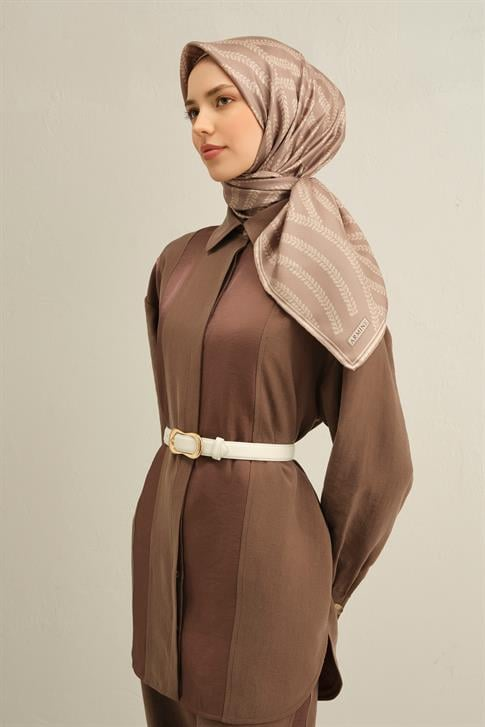 Armine Klasik Desenli Saf İpek Twill Eşarp 9351D 02