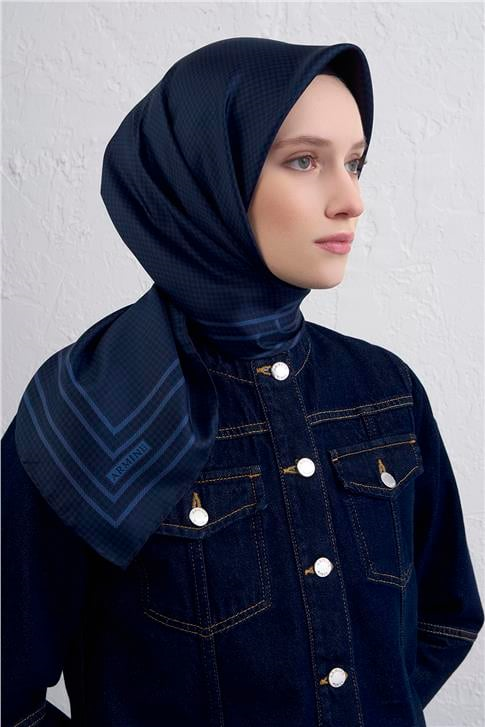 Armine Klasik Desenli Saf İpek Twill Eşarp 9404D 08