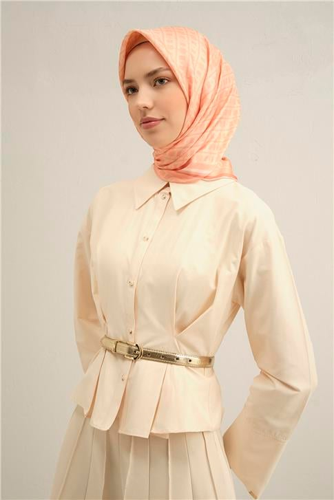 Armine Klasik Desenli Saf İpek Twill Eşarp 9301D 40