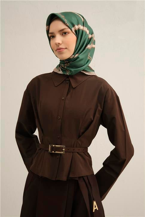 Armine Klasik Desenli Saf İpek Twill Eşarp 9346D 12
