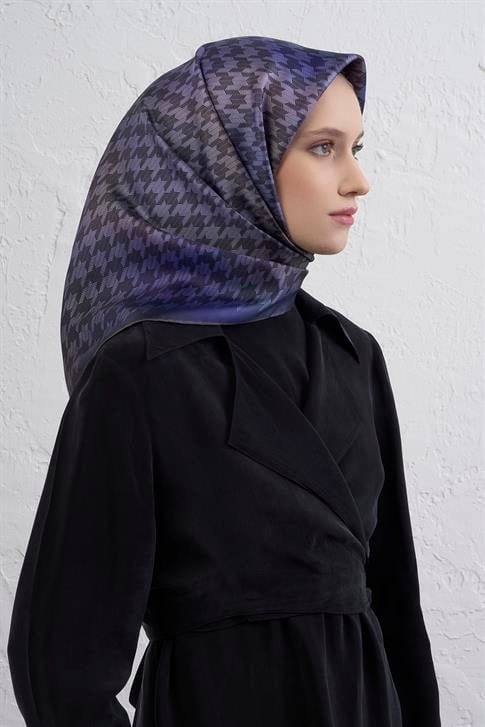 Armine Klasik Desenli Saf İpek Twill Eşarp 9434D 15