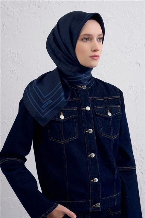 Armine Klasik Desenli Saf İpek Twill Eşarp 9404D 08