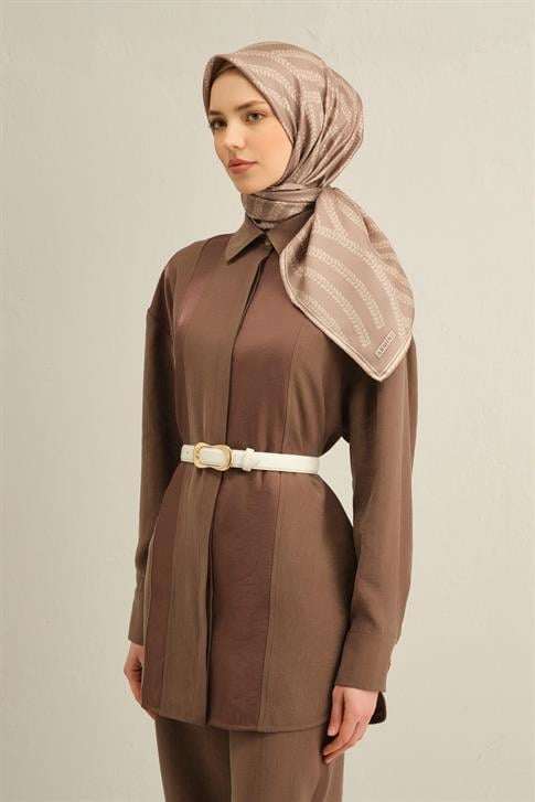 Armine Klasik Desenli Saf İpek Twill Eşarp 9351D 02