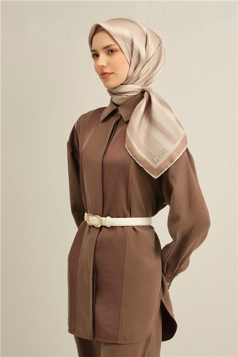 Armine Klasik Desenli Saf İpek Twill Eşarp 9327D 84