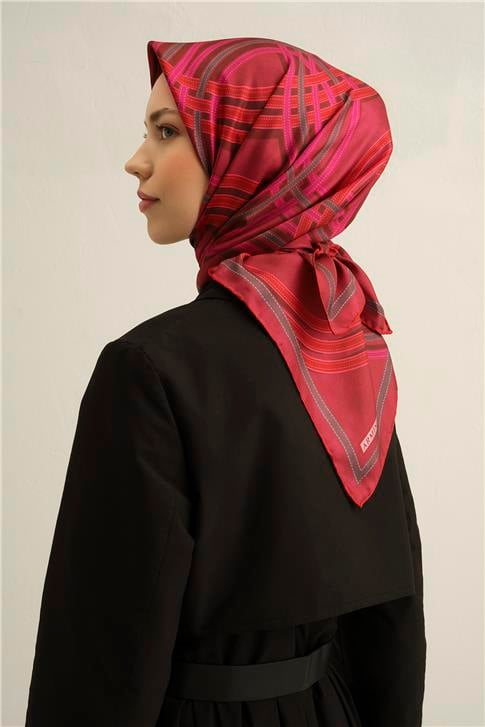 Armine Klasik Desenli Saf İpek Twill Eşarp 9333D 83
