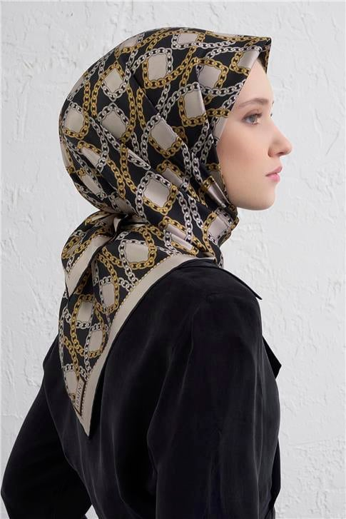Armine Klasik Desenli Saf İpek Twill Eşarp 9410D 81