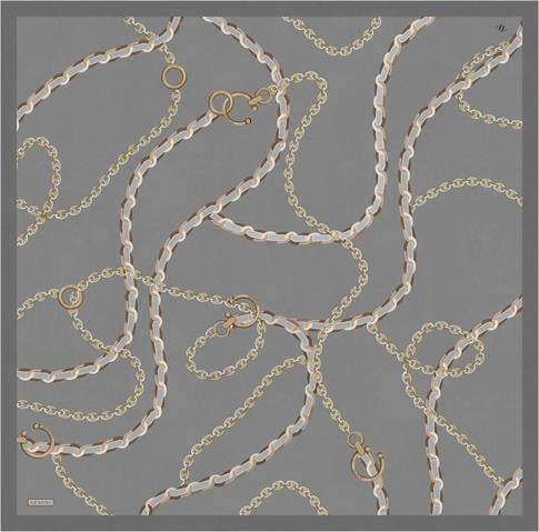 Armine Klasik Desenli Saf İpek Twill Eşarp 9346D 34