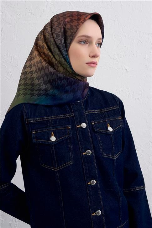 Armine Klasik Desenli Saf İpek Twill Eşarp 9434D 88