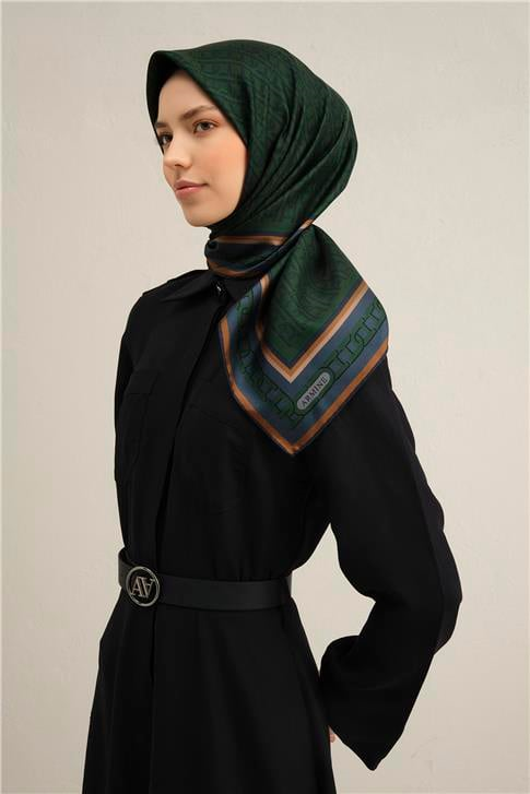 Armine Klasik Desenli Saf İpek Twill Eşarp 9301D 80