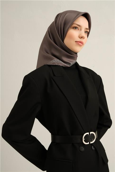 Armine Klasik Desenli Saf İpek Twill Eşarp 9357D 33