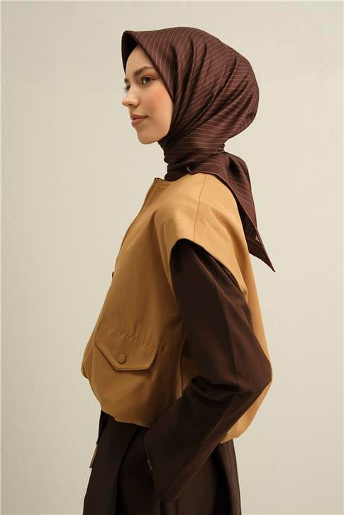 Armine Klasik Desenli Saf İpek Twill Eşarp 9348D 84