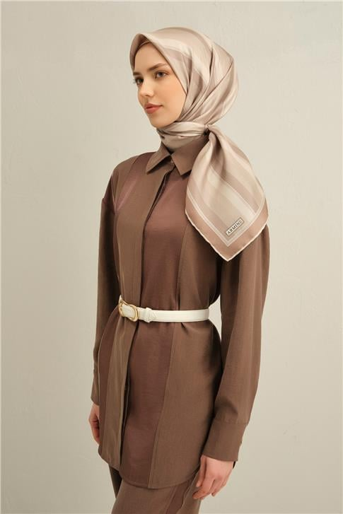 Armine Klasik Desenli Saf İpek Twill Eşarp 9327D 84