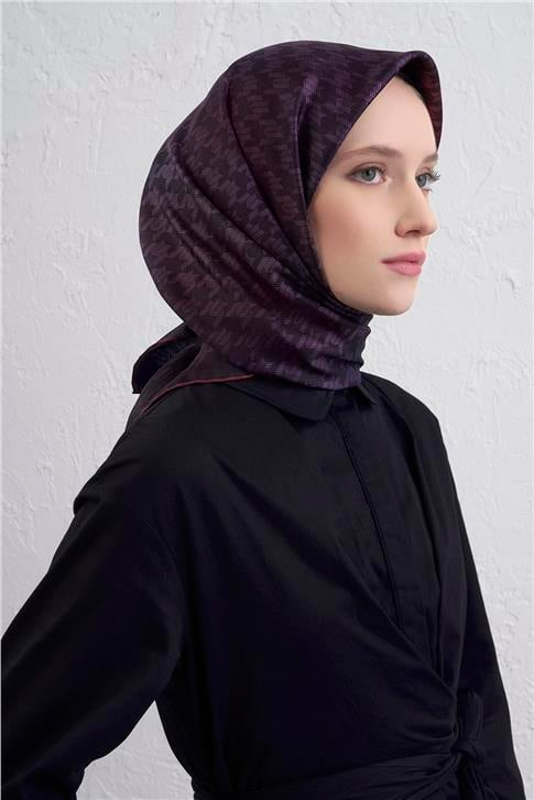 Armine Klasik Desenli Saf İpek Twill Eşarp 9434D 55