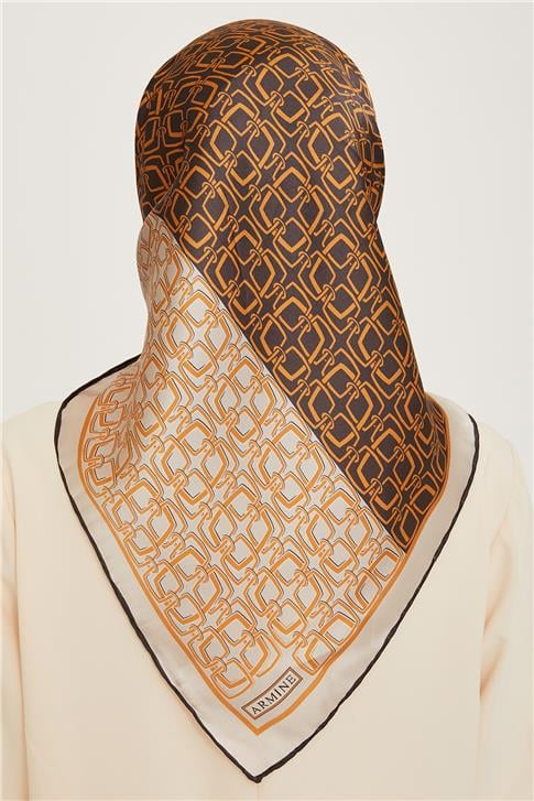 Armine Klasik Desenli Sura Saf İpek Eşarp 9248D 80 85