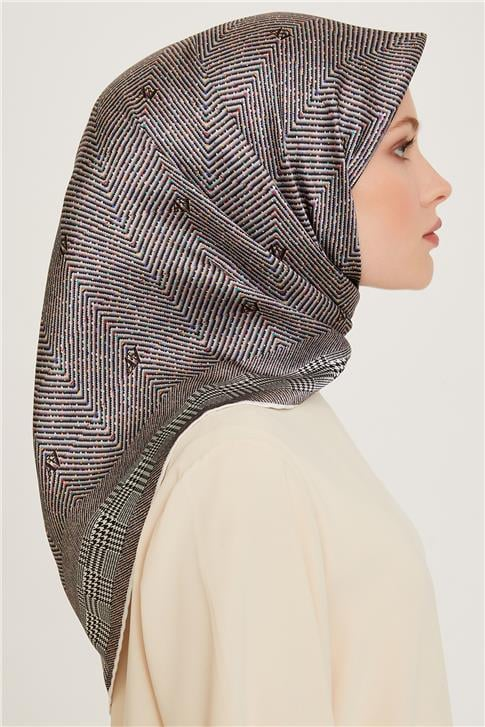 Armine Klasik Desenli Sura Saf İpek Eşarp 9252D 09