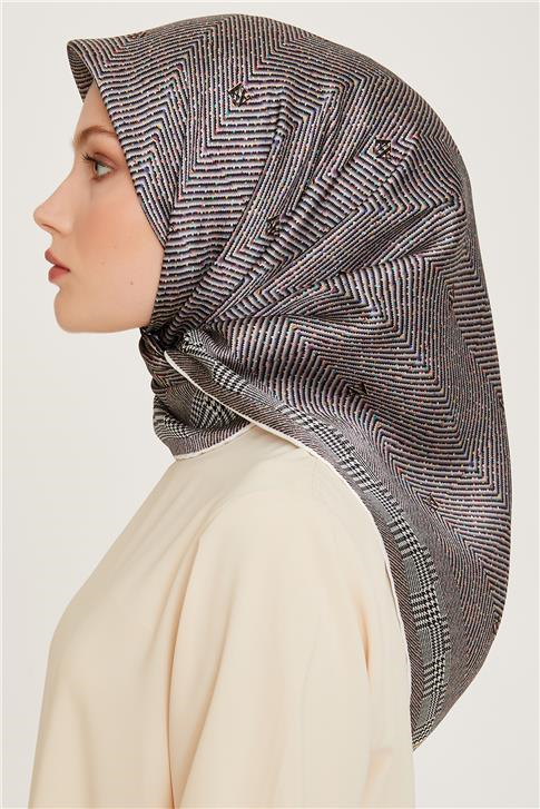 Armine Klasik Desenli Sura Saf İpek Eşarp 9252D 09
