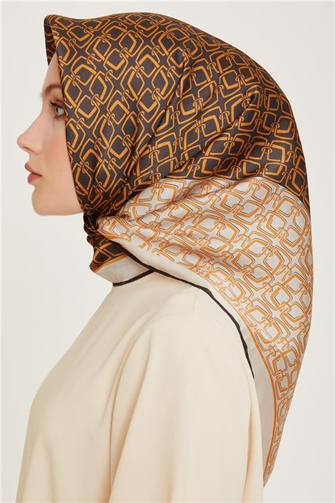 Armine Klasik Desenli Sura Saf İpek Eşarp 9248D 80 85