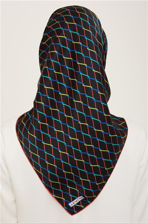 Armine Klasik Desenli Twill İpek Eşarp 24Ya9152 85 11
