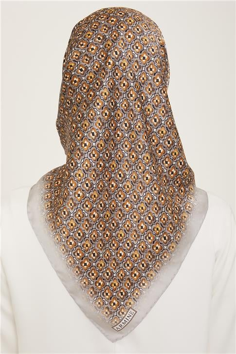Armine Klasik Desenli Twill İpek Eşarp 24Ya9134 67 38