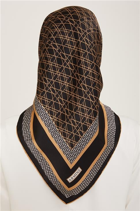 Armine Klasik Desenli Twill İpek Eşarp 24Ya9167 2 02