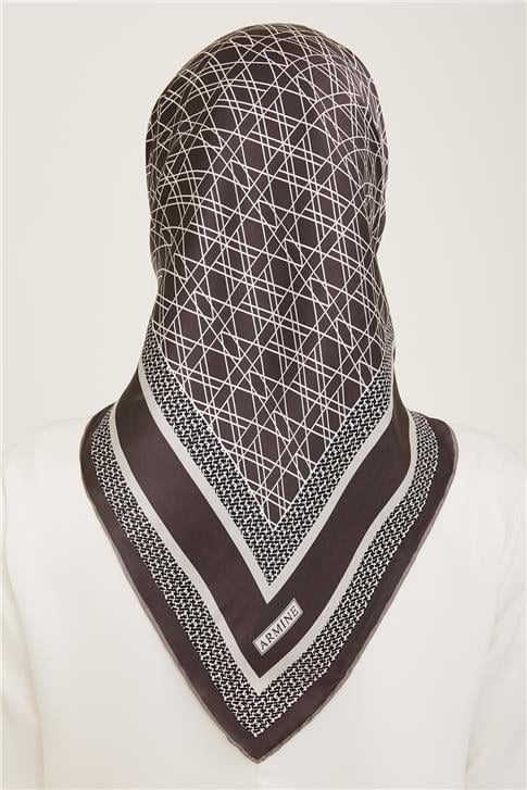 Armine Klasik Desenli Twill İpek Eşarp 24Ya9167 2 53