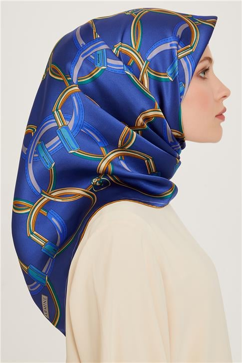 Armine Klasik Desenli Twill Saf İpek Eşarp 9203D 87