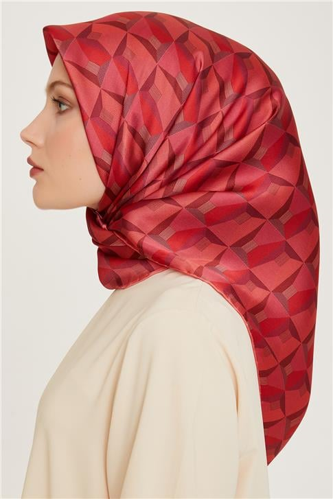 Armine Klasik Desenli Twill Saf İpek Eşarp 9204D 36