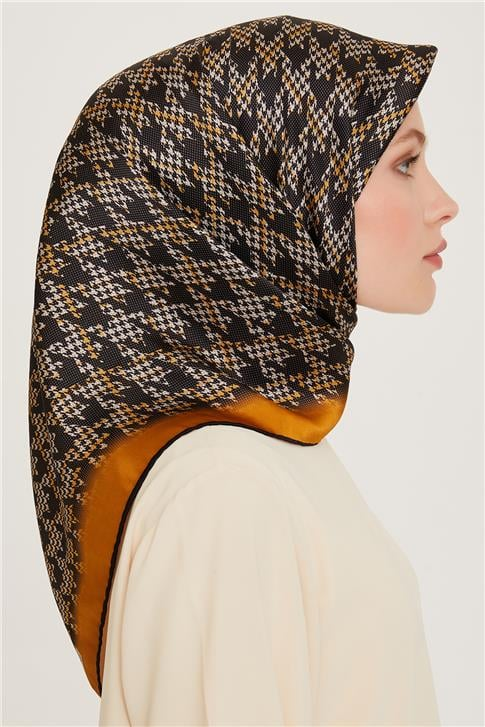Armine Klasik Desenli Twill Saf İpek Eşarp 9239D 31