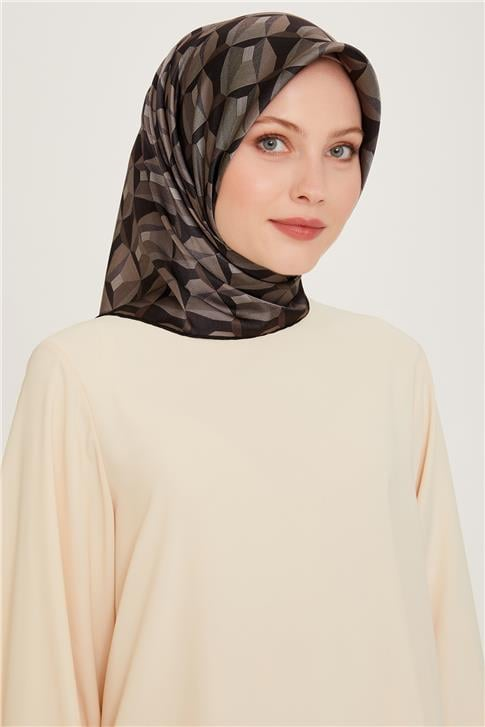 Armine Klasik Desenli Twill Saf İpek Eşarp 9204D 83