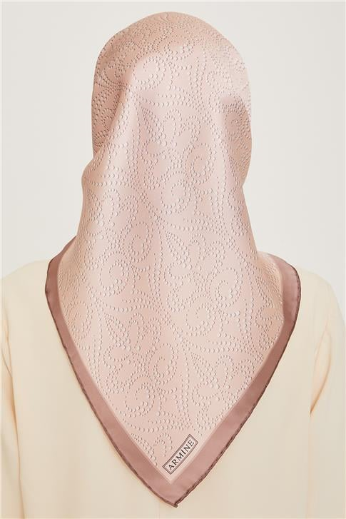Armine Klasik Desenli Twill Saf İpek Eşarp 9246D 04