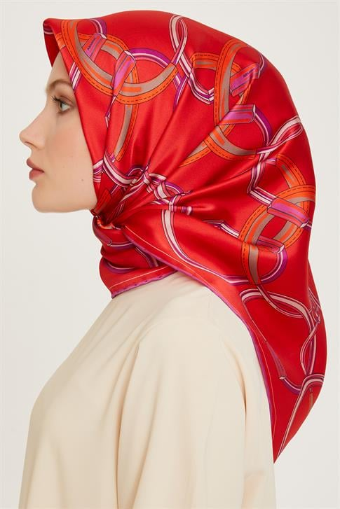 Armine Klasik Desenli Twill Saf İpek Eşarp 9203D 81