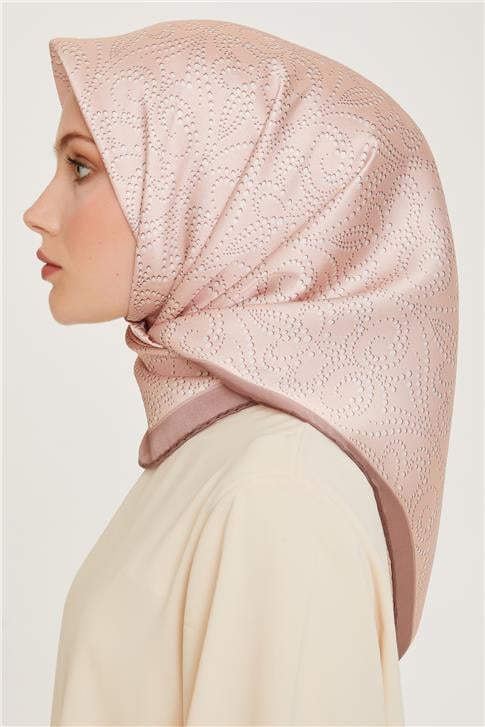 Armine Klasik Desenli Twill Saf İpek Eşarp 9246D 04