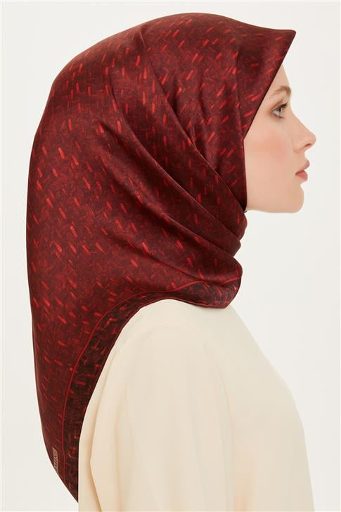 Armine Klasik Desenli Twill Saf İpek Eşarp 9230D 85