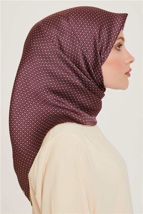 Armine Klasik Desenli Twill Saf İpek Eşarp 9210D 80 83