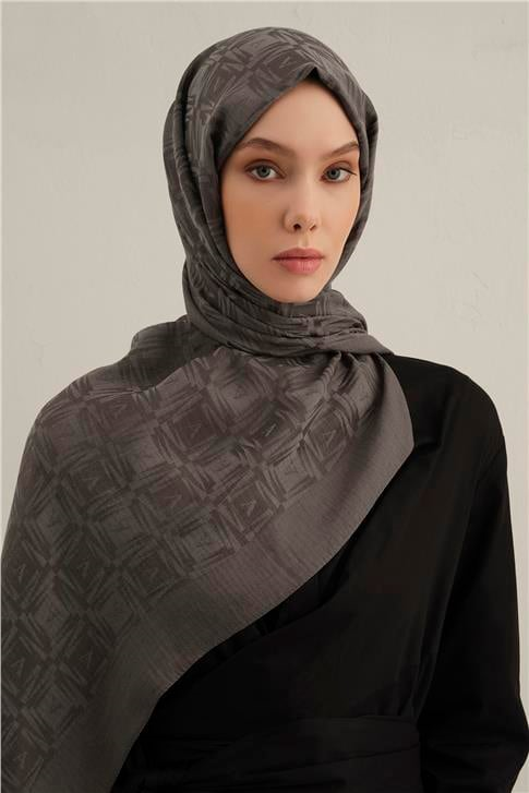 Armine Lyocell Naia Kare Monogram Şal 6 18 Füme