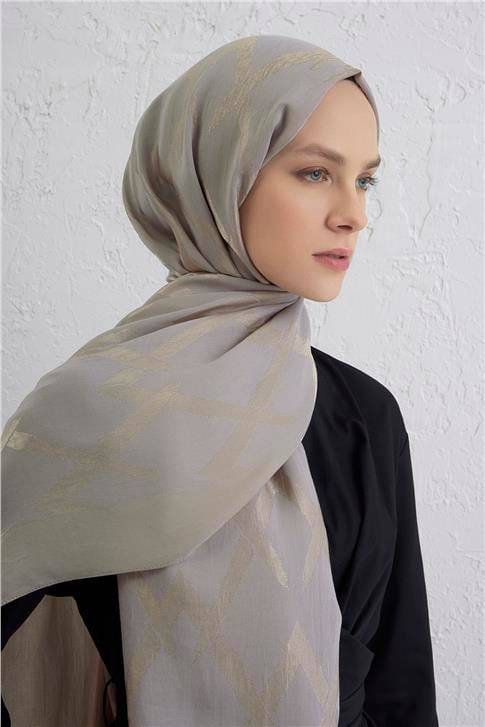 Armine Lyocell Naia Zikzak Desen Şal  1- 08 Koyu Vizon