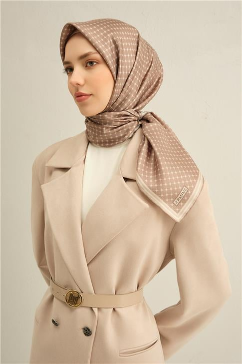 Armine Monogram Desenli Saf İpek Sura Eşarp 9345D 12