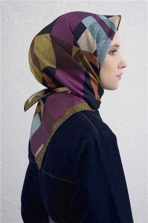 Armine Monogram Desenli Saf İpek Twill Eşarp 9429D 80