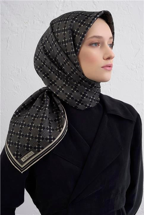 Armine Monogram Desenli Saf İpek Twill Eşarp 9440D 58