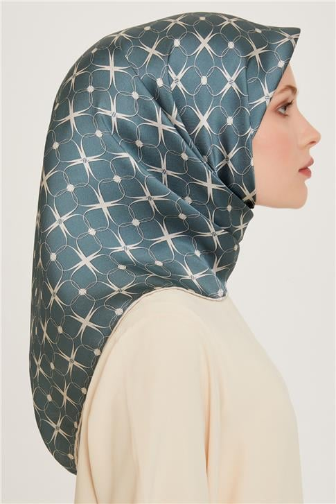 Armine Monogram Desenli Sura Saf İpek Eşarp 9207D 01 83