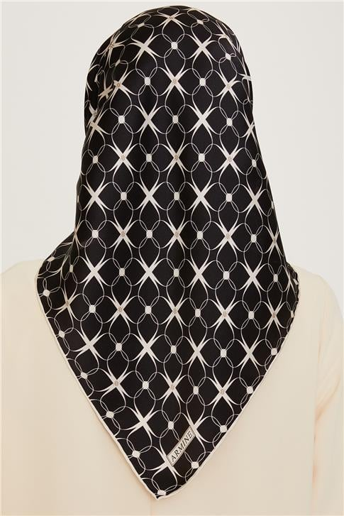 Armine Monogram Desenli Sura Saf İpek Eşarp 9207D 01 04