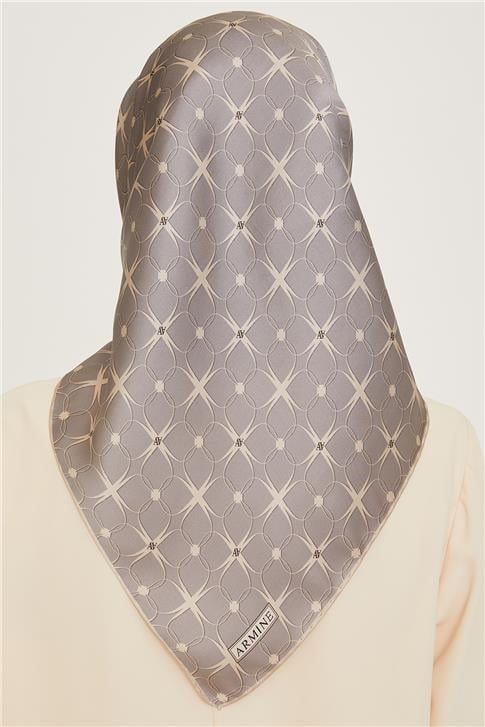 Armine Monogram Desenli Twill Saf İpek Eşarp 9207D 50