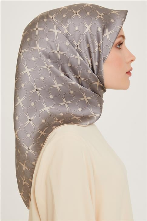 Armine Monogram Desenli Twill Saf İpek Eşarp 9207D 50